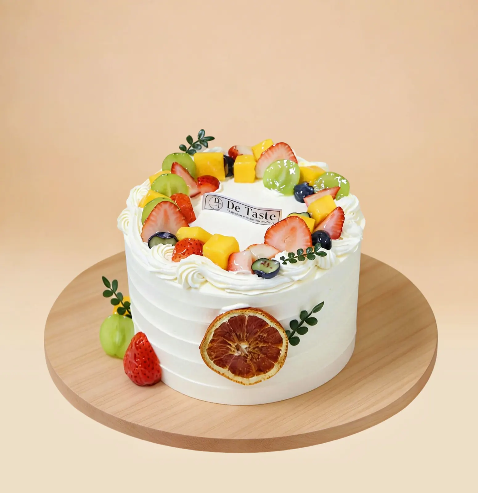 Peach and crystal ball cake