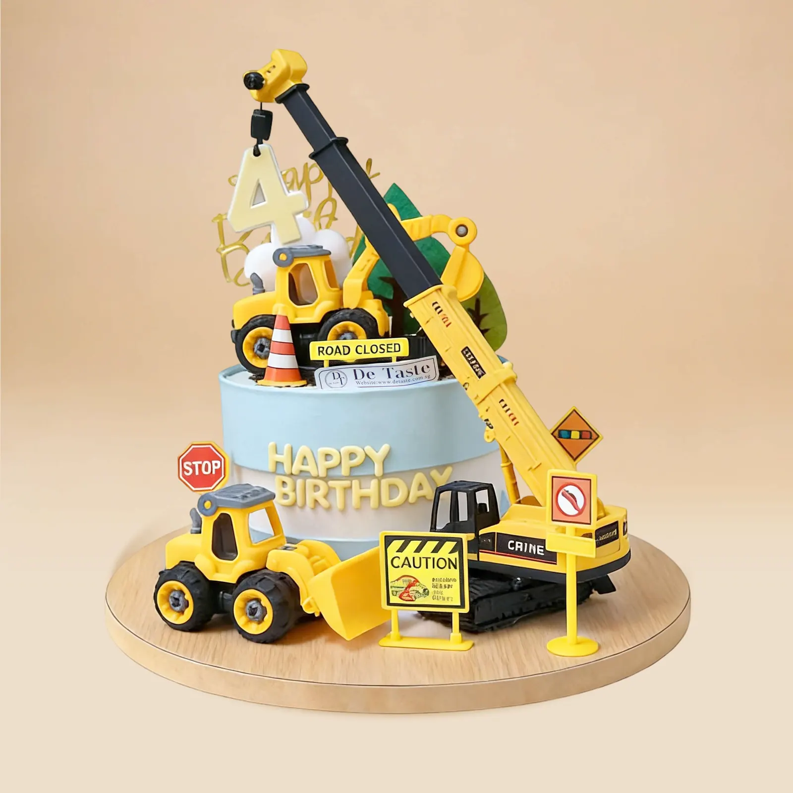 Blue Construction Vehicle Cake
